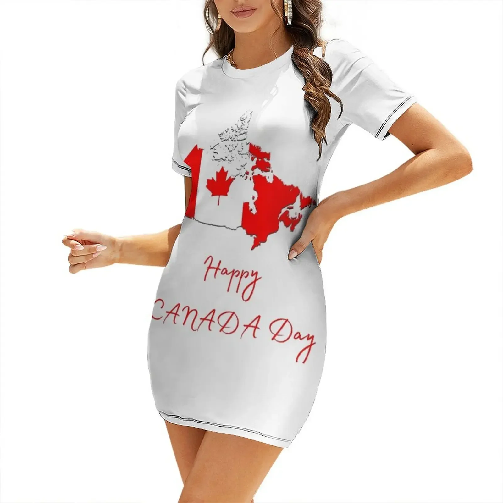 Summer Clothing Women Canada - Платье с короткими рукавами в честь
