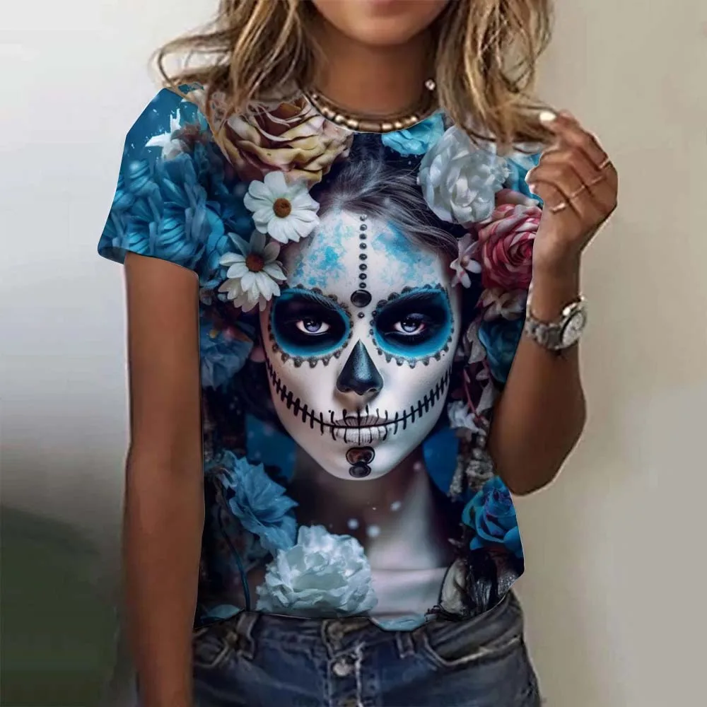 Summer Rose Clothing - Женская футболка «Мексиканский день мертвых» с