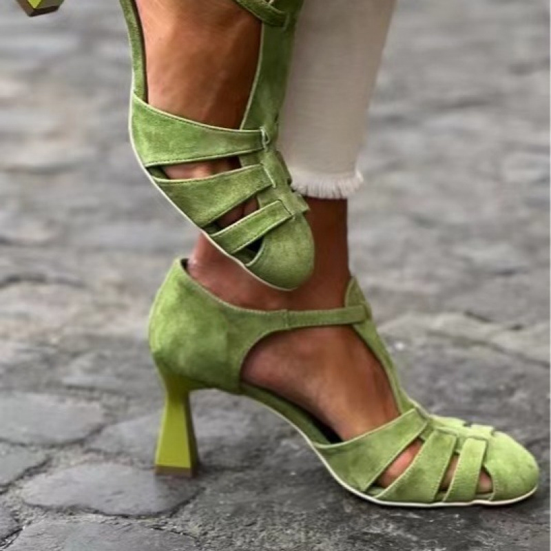 Summer Clothing Sale Women - Женские зеленые замшевые туфли-лодочки на каблуке-рюмочке