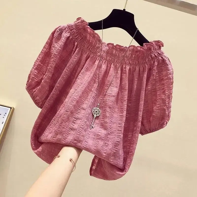 Summer Rose Clothing - Розово-красная повседневная блузка с вырезом-лодочкой и