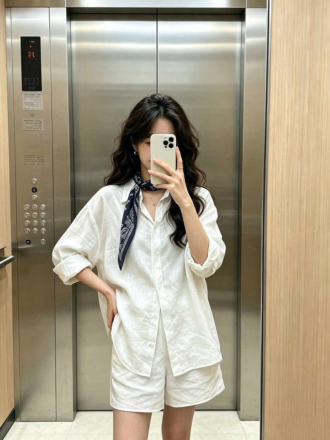 Summer Clothing Old Money - Белый комплект в корейском стиле: рубашка
