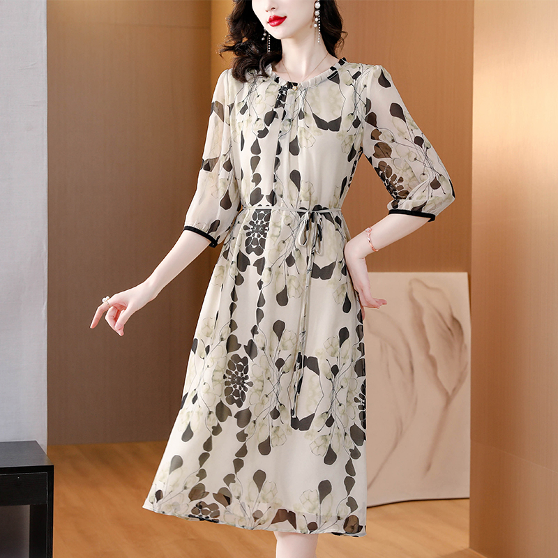 Sundress Midi Floral - Летний пляжный миди-сарафан из белого шелка