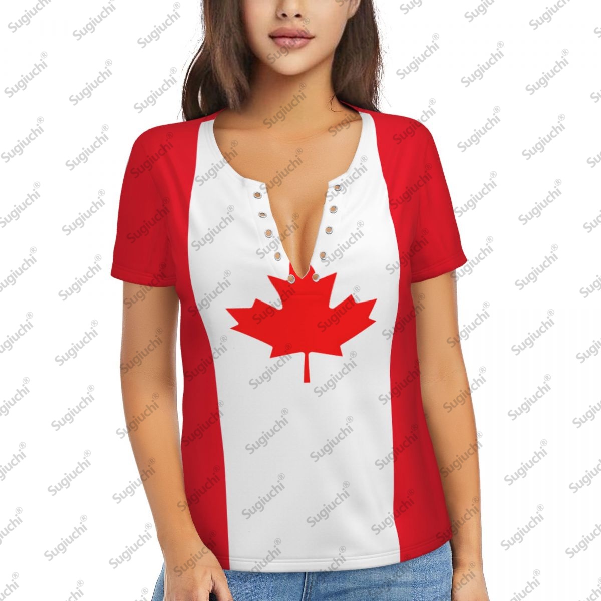 Summer Clothing Women Canada - 2024, сексуальные женские футболки с глубоким