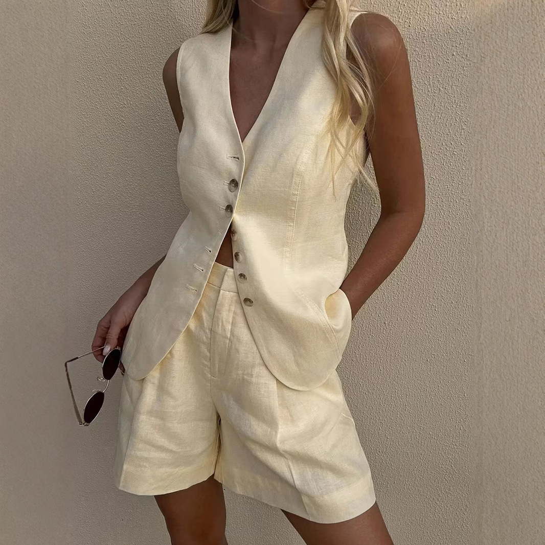 Summer Clothing Linen - Хлопково-льняной комплект Wolfeel: шикарный повседневный жилет