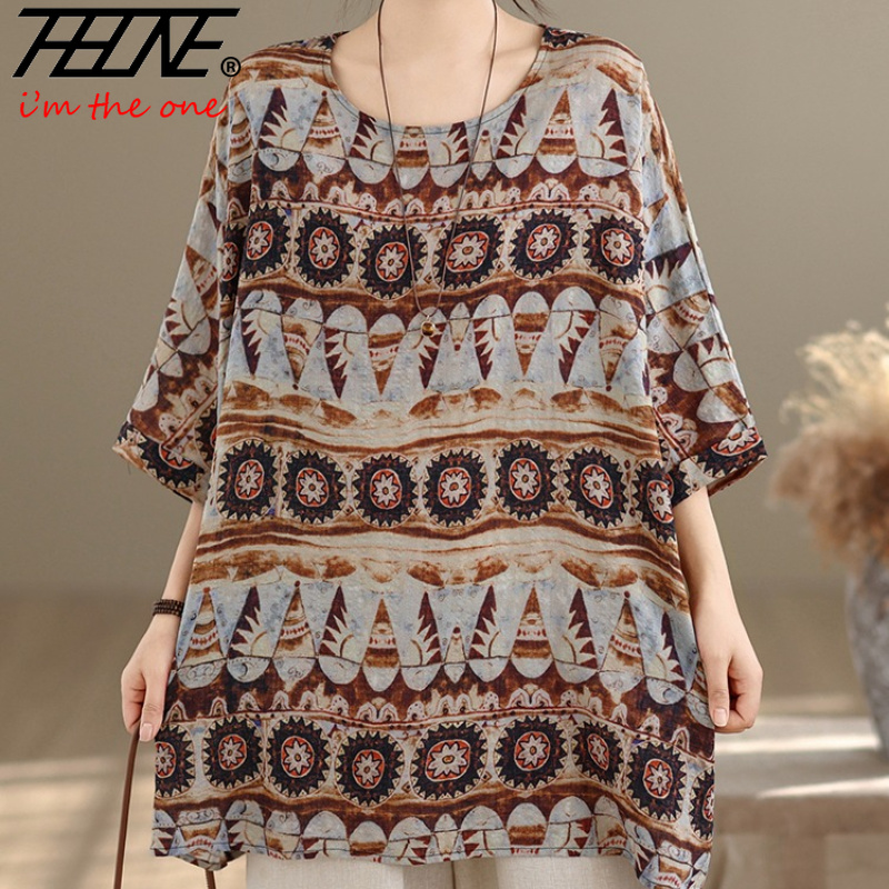 Summer Clothing Linen - THHONE Модная летняя женская блузка больших