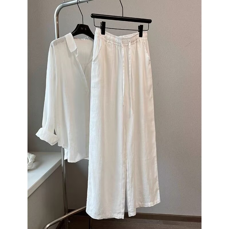 Summer Clothing Linen - Корейский комплект из белой хлопковой льняной