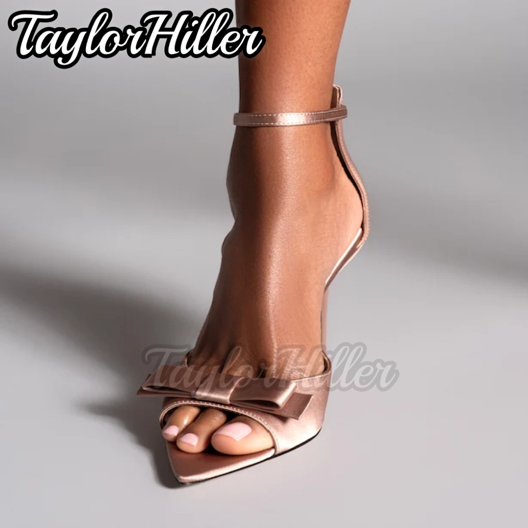 Summer Clothing Sale Women - Нежные розовые атласные босоножки на высоком