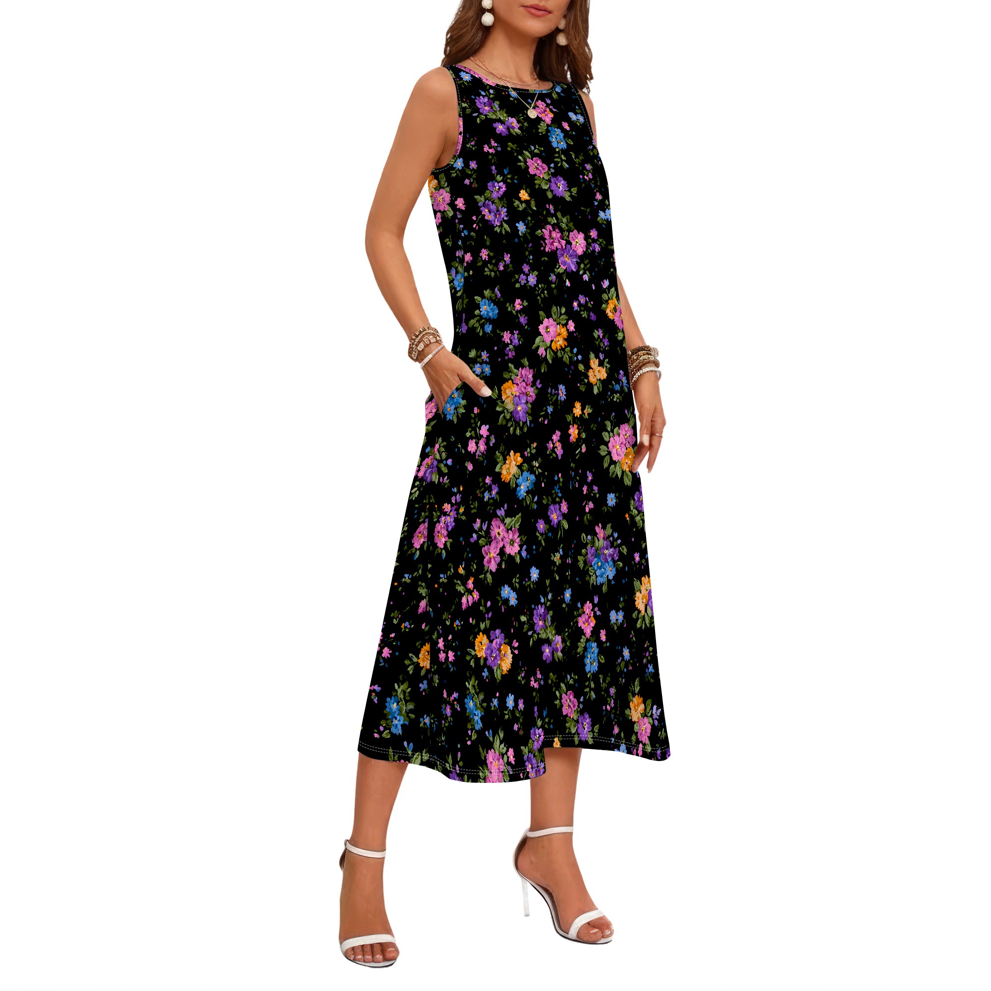 Платье без рукавов с цветочным – обзор и цена Sundress Midi Floral