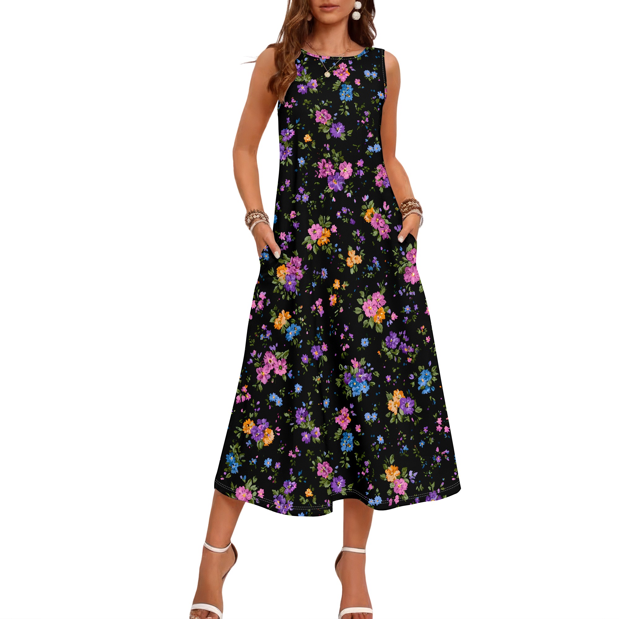 Платье без рукавов с цветочным – обзор и цена Sundress Midi Floral