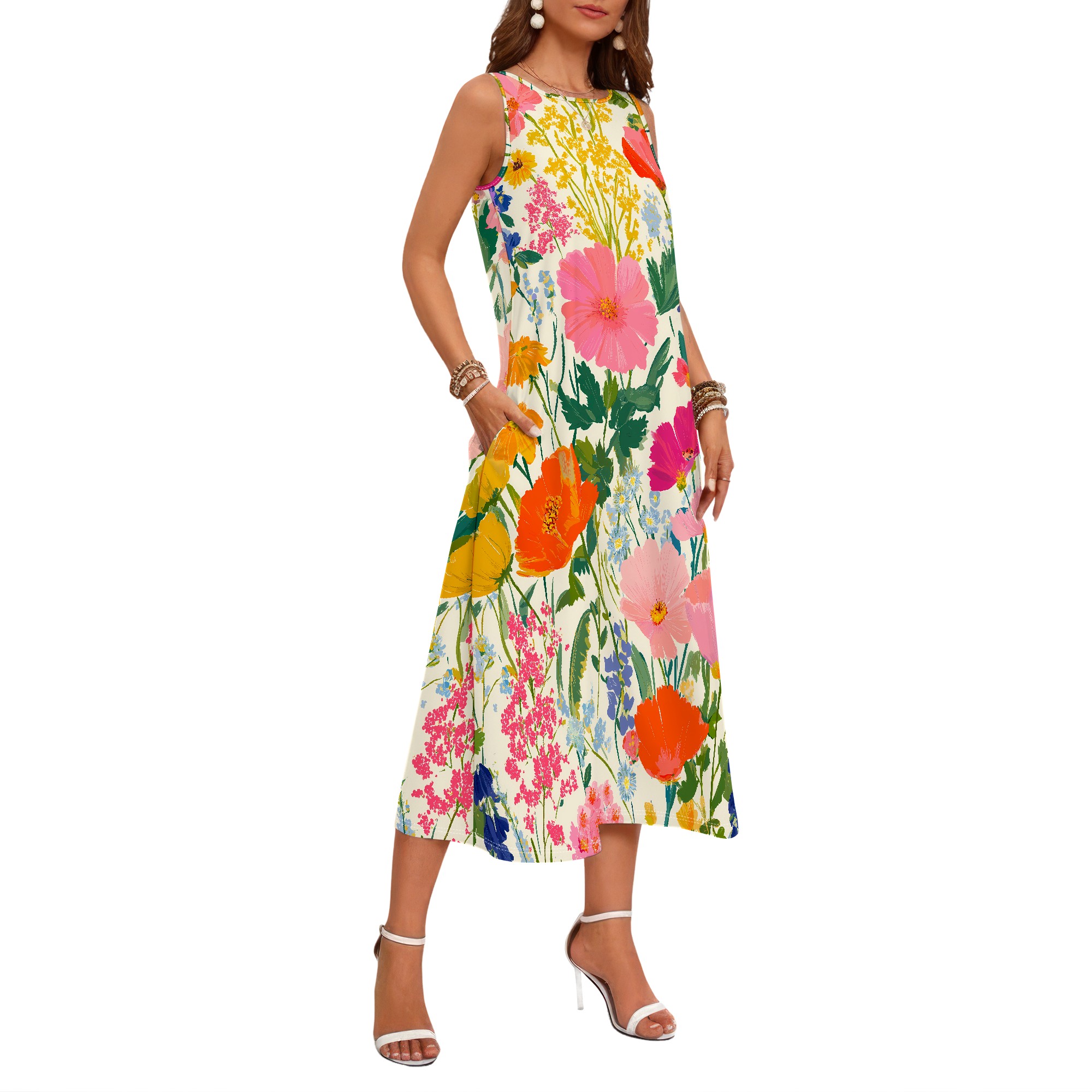Платье без рукавов с цветочным – обзор и цена Sundress Midi Floral