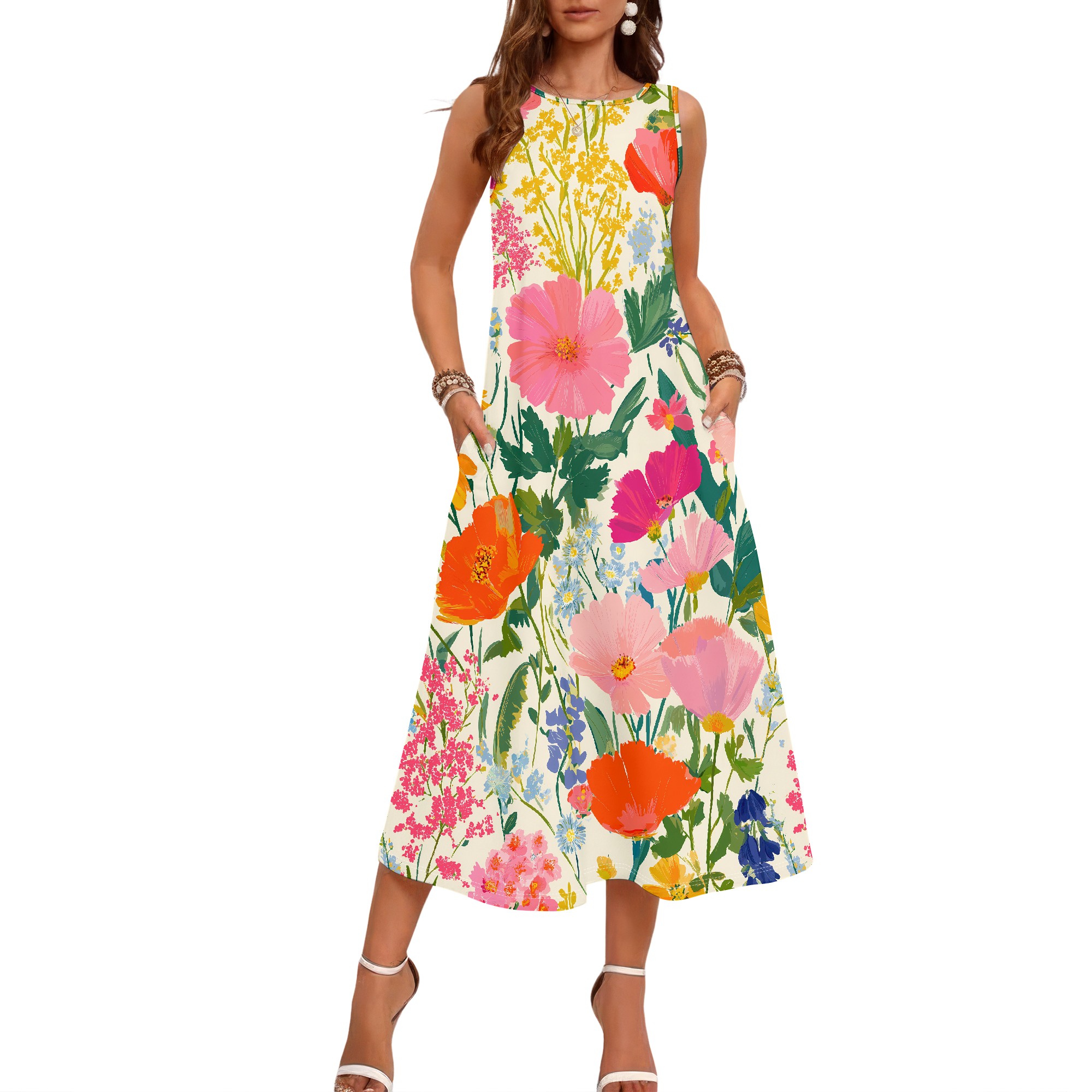 Платье без рукавов с цветочным – обзор и цена Sundress Midi Floral