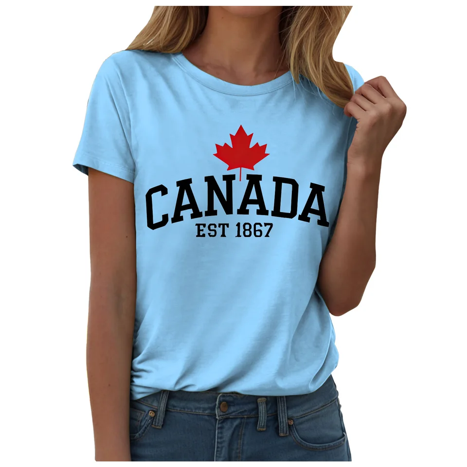 Футболка с изображением флага  – обзор и цена Summer Clothing Women Canada